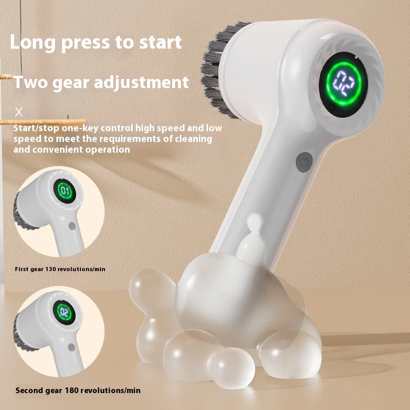 

Multi-Functional Home Kitchen Bathroom Electric Cleaning Brush New Wireless Handheld Wooden PP Pot & Toilet Brush Design