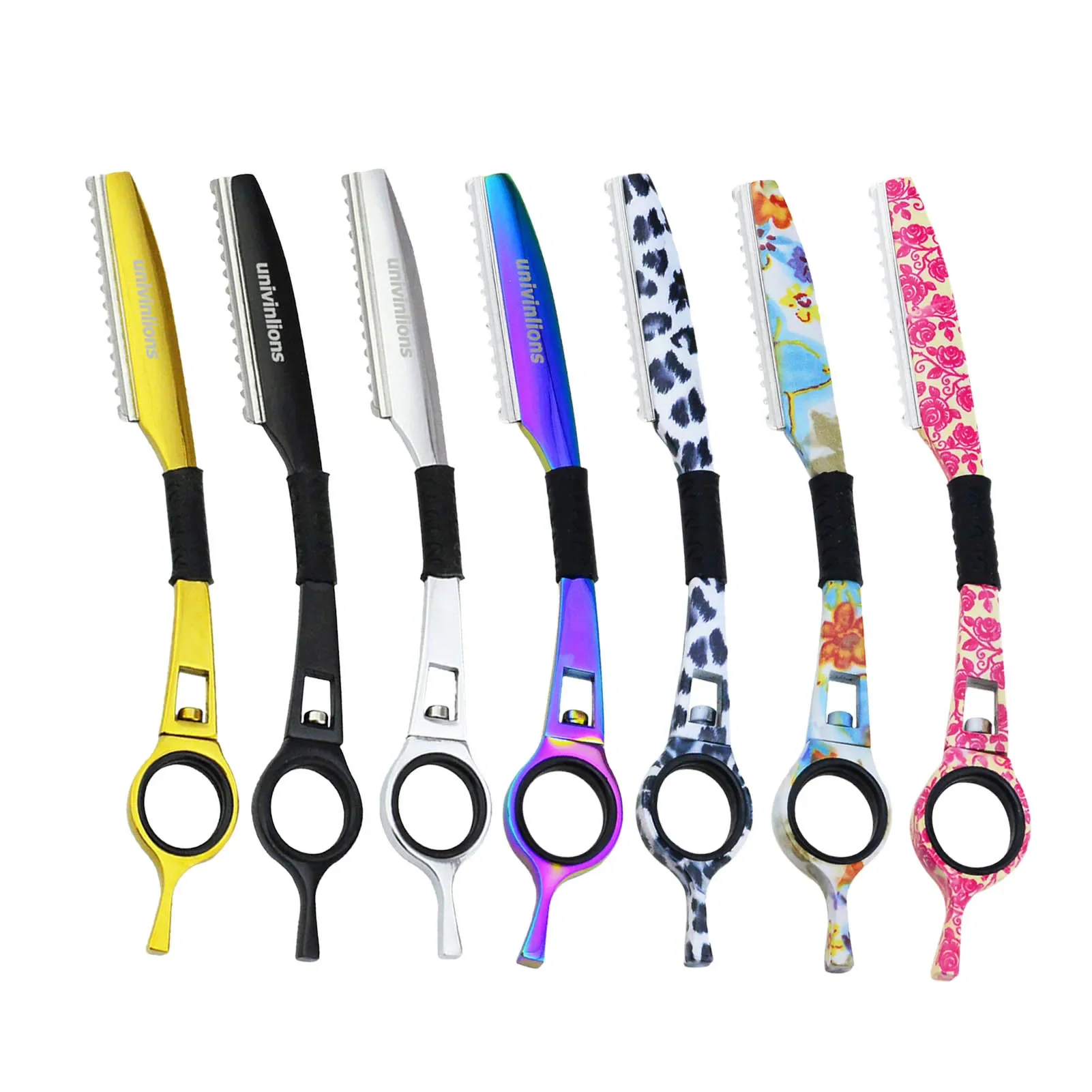 7" Rotary Thinning Razor+10 Blades Straight Salon Hairdresser Razor Hair Cutter Swivel Barber Cutting Knife Thinner Hairdressing image 6