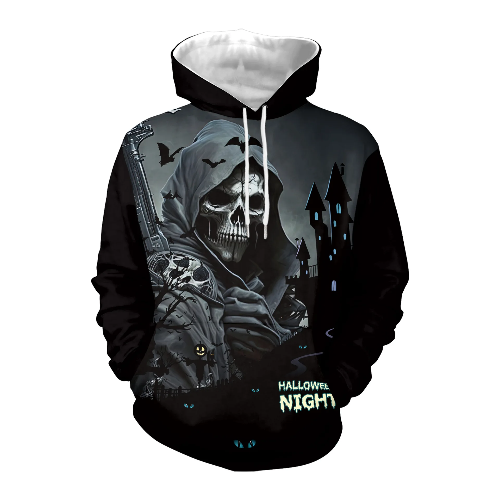

Gothic Skull Graphic Men's Hoodies Halloween Themen Fashion Creative 3D Print Long Sleeve Pullover Funny Skeleton Hooded Clothes