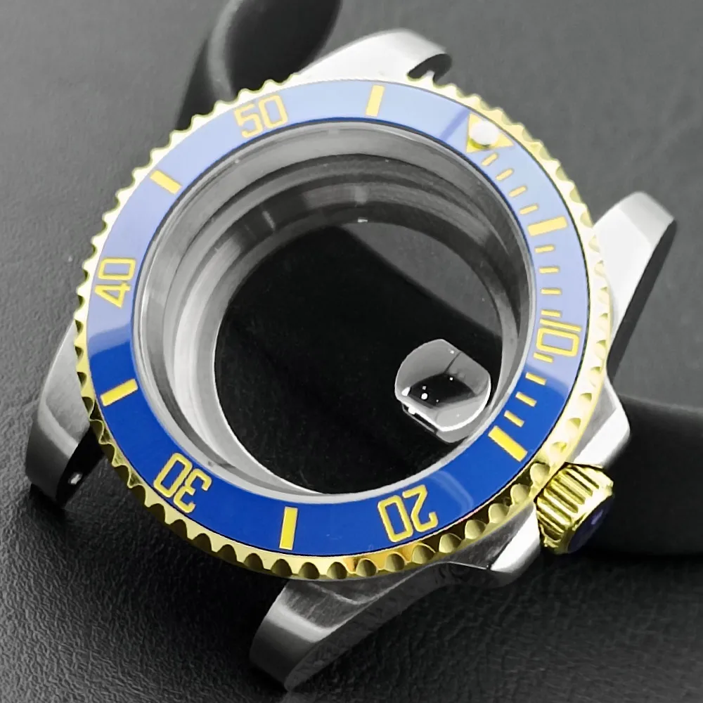 40,5-mm-Gehäuse für mechanische Uhren, passend für NH35- und NH36-Uhrwerke, Saphirglas, SUB-Edelstahlgehäuse in Gold, Uhrenteile und -zubehör. – Detail 6