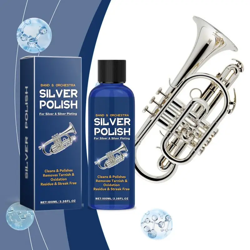 Silver Polish Cleaner Silver Jewelry Polish Efficient Trumpet Polish Sterling Silver Polish Silver Tarnish Remover With Cloth