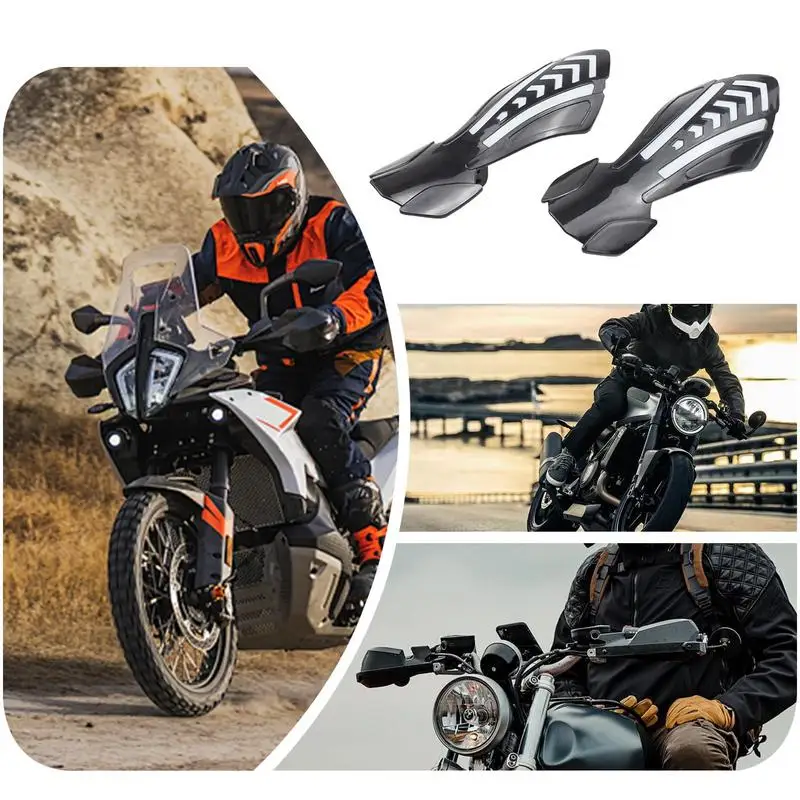 Guidon de moto avec lumière LED, protège-mains, accessoires de moto, véhicule tout-terrain, 2 pièces