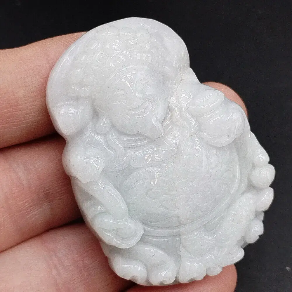 

Certified Lavender 100% Natural Type A Jade Jadeite God Of Wealth Dragon Pendant