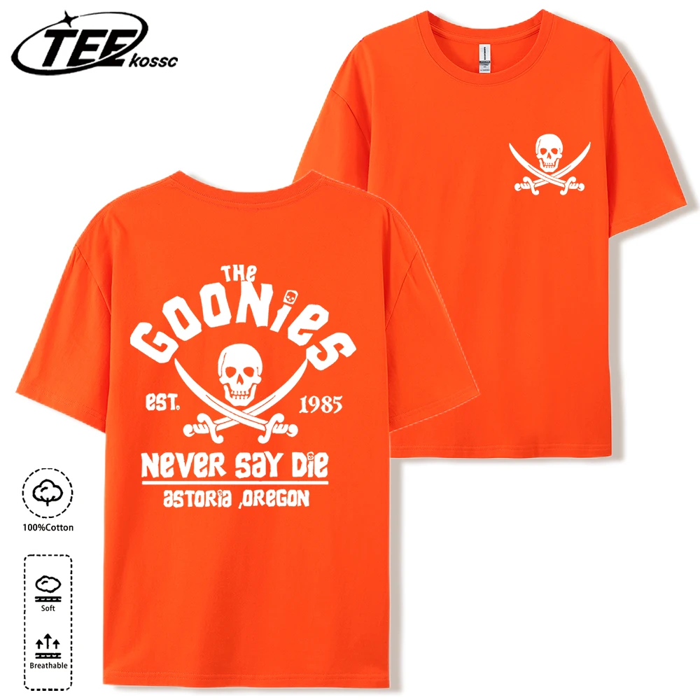 The Goonies Skeleton Printing T Shirts Men Summer Cotton T-Shirt Hip Hop Loose Streetwear Unisex All-Match Casual Clothing