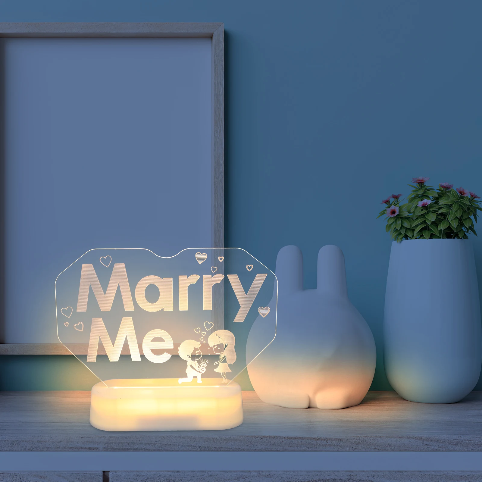 

Marry Me Letter Lamp Romantic Proposal Decor White LED Lights Wedding Valentine Night Heart Neon Light Small Night Light