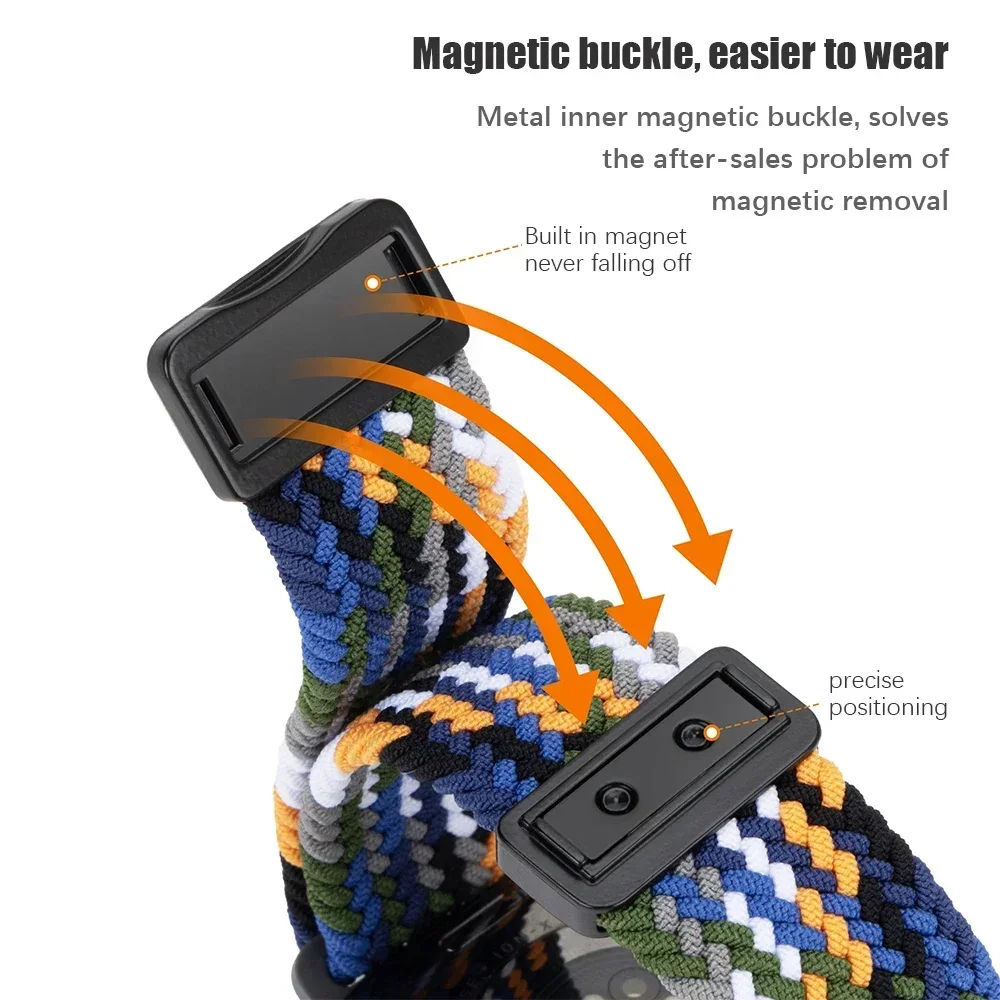 Pulseira de nylon de 20mm 22mm para garmin vivoactive 6 5 band forerunner 570 165 245 255 pulseira com fivela magnética para pulseira amazfit