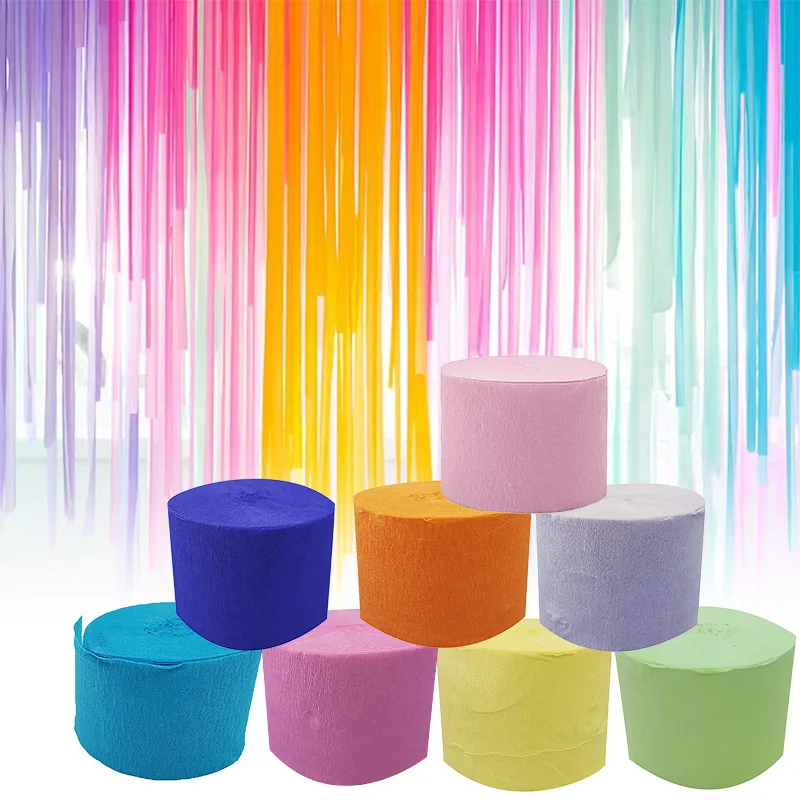 1 Roll Crepe Paper Ribbon Wedding Birthday Party Baby Shower Background Decoration Ribbons Crepe Fringe Streamer