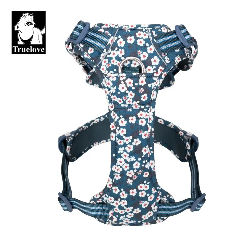 Truelovepet Dog Harness for Big Medium Small with Cotton Aluminum Alloy Floral Pattern Adjustable Vest