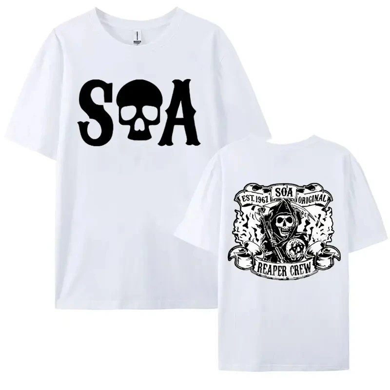 SoA-Sons of Anarchy SAMCRO Graphic T Shirts for Men Streetwear Rock Punk T Shirt Man's Harajuku Vintage Oversized Cotton T-shirt