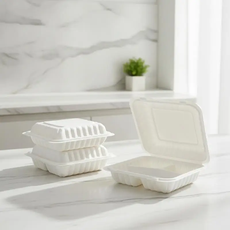 Disposable Clamshell Food Boxes 5Pcs Microwavable Secure Seal Takeaway Lunch Containers for Home Restaurant Dual Use