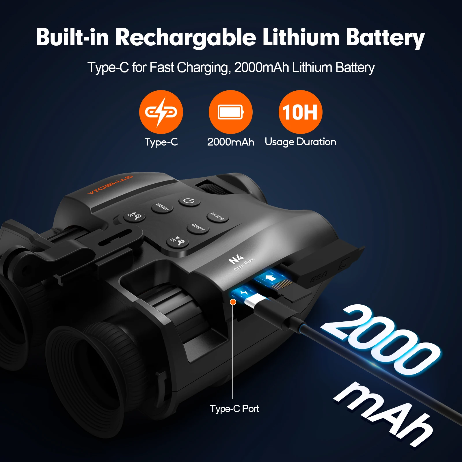 GTMEDIA N4 Infrared Night Vision Binoculars Scope 850nm Infrared LED with 5x Digital Zoom for Outdoor Animal Huntings Patrol