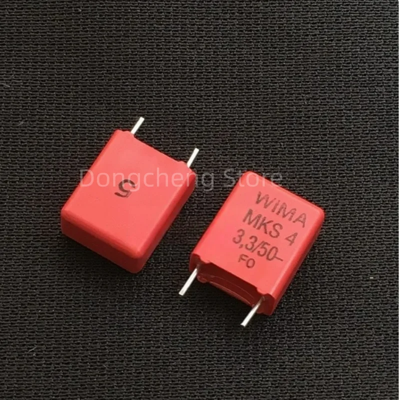 

5 шт./20 шт./50 шт. WIMA MKS4 3,3 мкФ 3U3 50 В 50 В 3,3 мкФ 5% фольгированный пленочный конденсатор 3300 нФ 335 Расстояние между ногами 7,5 мм