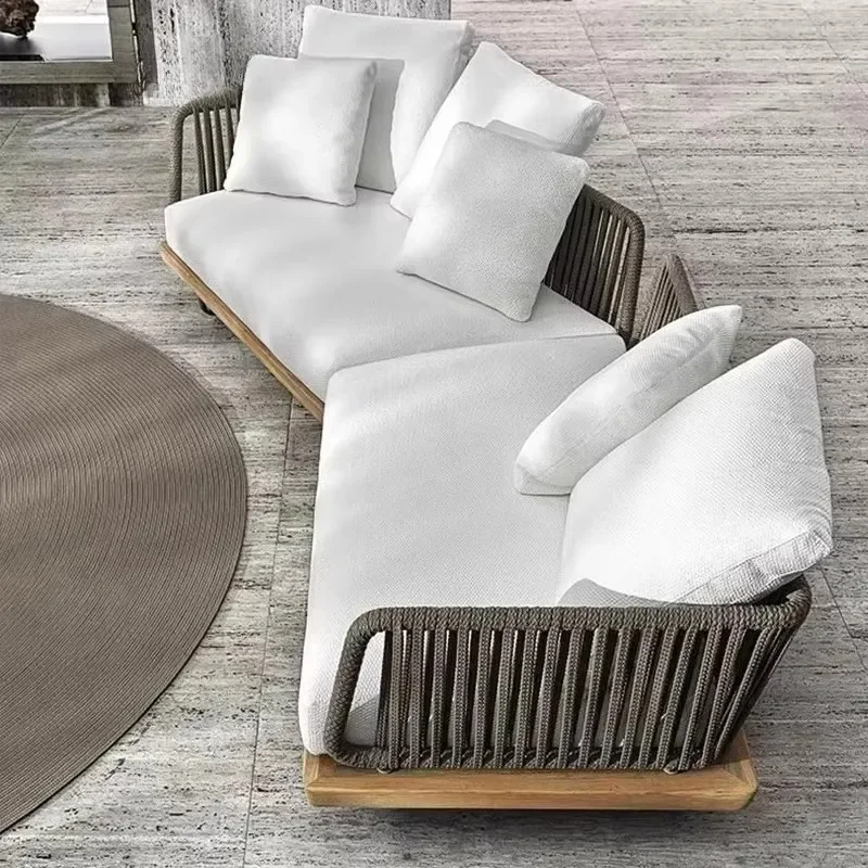 Outdoor Furniture Balcony Vine Art Teak Sofa Chair Outdoor Sofa Courtyard Designer Vine Chair Sofa Vine Weaving