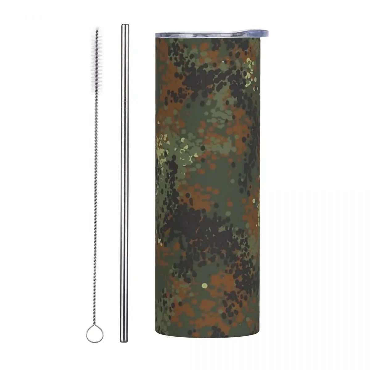 

Flecktarn Camouflage Stainless Steel Tumbler Vacuum Insulated Mugs Thermal Cold Cup Straw With Lid 20oz
