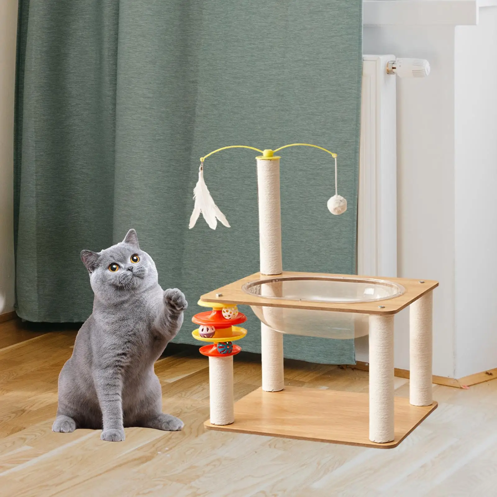 

Density Board Condo with Hammock and Scratch Post Toy, Cat Hammock for Small Large Cats