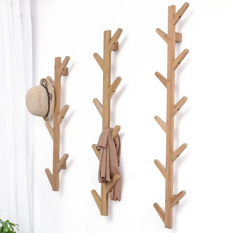 

Nordic Creative Bamboo Wall Coat Rack - Fashionable Tree Design for Bedroom and Living Room Stylish Wall Hanger Modern Organizer