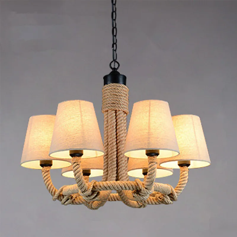 TEMAR American Style Retrohemp Rope Chandelier Nostalgic Loft Industrial Style Internet Cafe Restaurant Hot Pot Shop Pendant