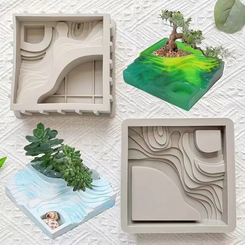 

Terraced Planter Silicone Mold Terraced Mold For DIY Crafts Home Decors Flower Pot Silicone Molds Cement Planters Gypsum Pen