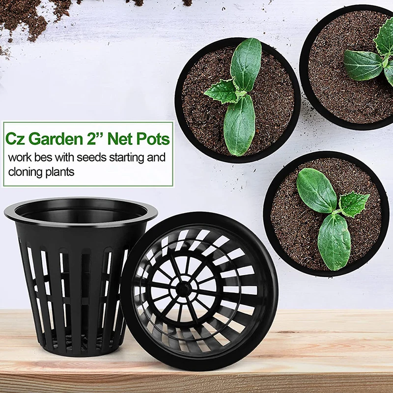 10pcs Grow Orchids Wide Lip Hydroponics Cups Planting Mesh Pot Soilless Net Basket Slotted Container Colonization Black 3 Inch