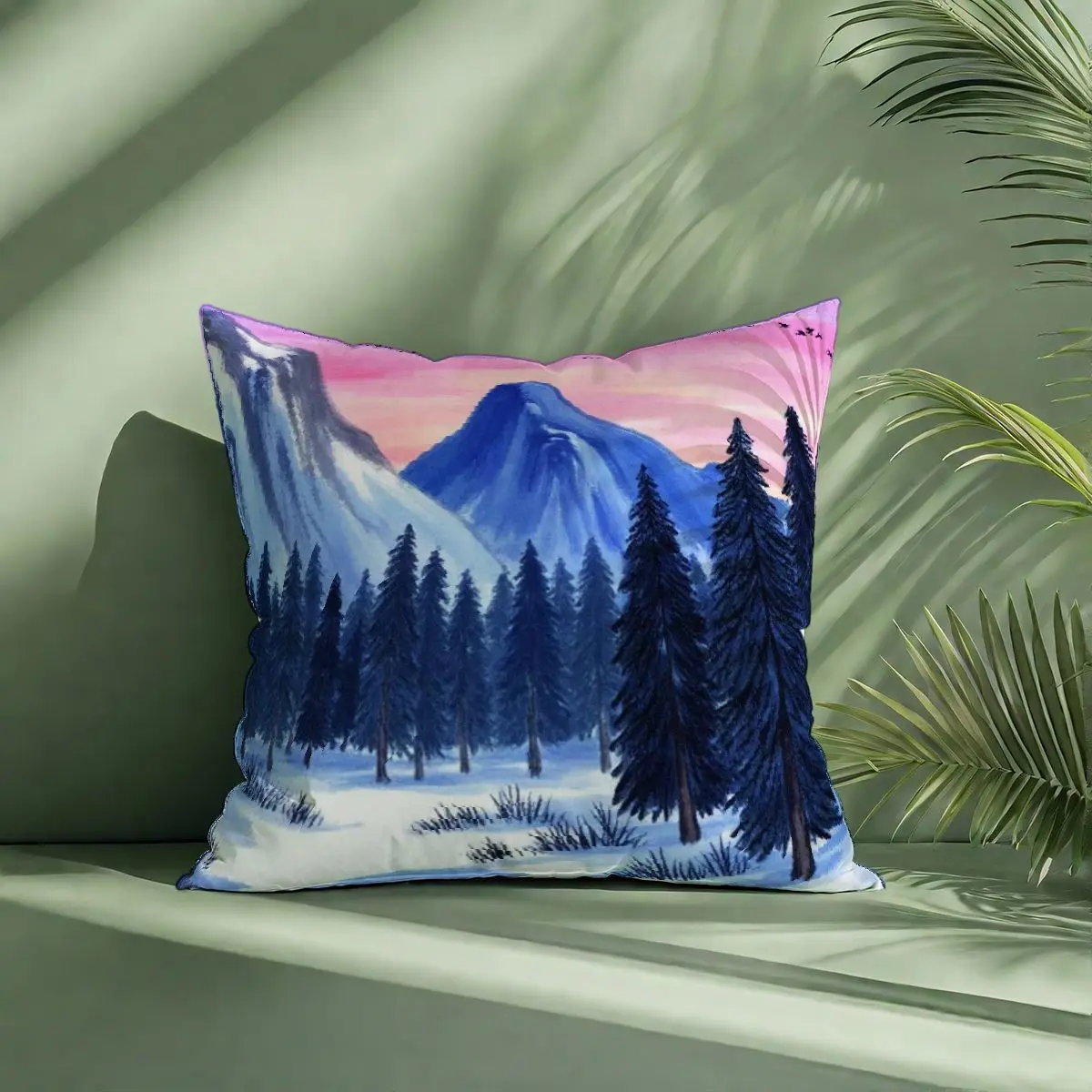 

Мягкая моющаяся наволочка из 4 предметов, набор 45x45 см, зимний горный пейзаж, сосны, снежные сцены, домашний декор, уютная гостиная