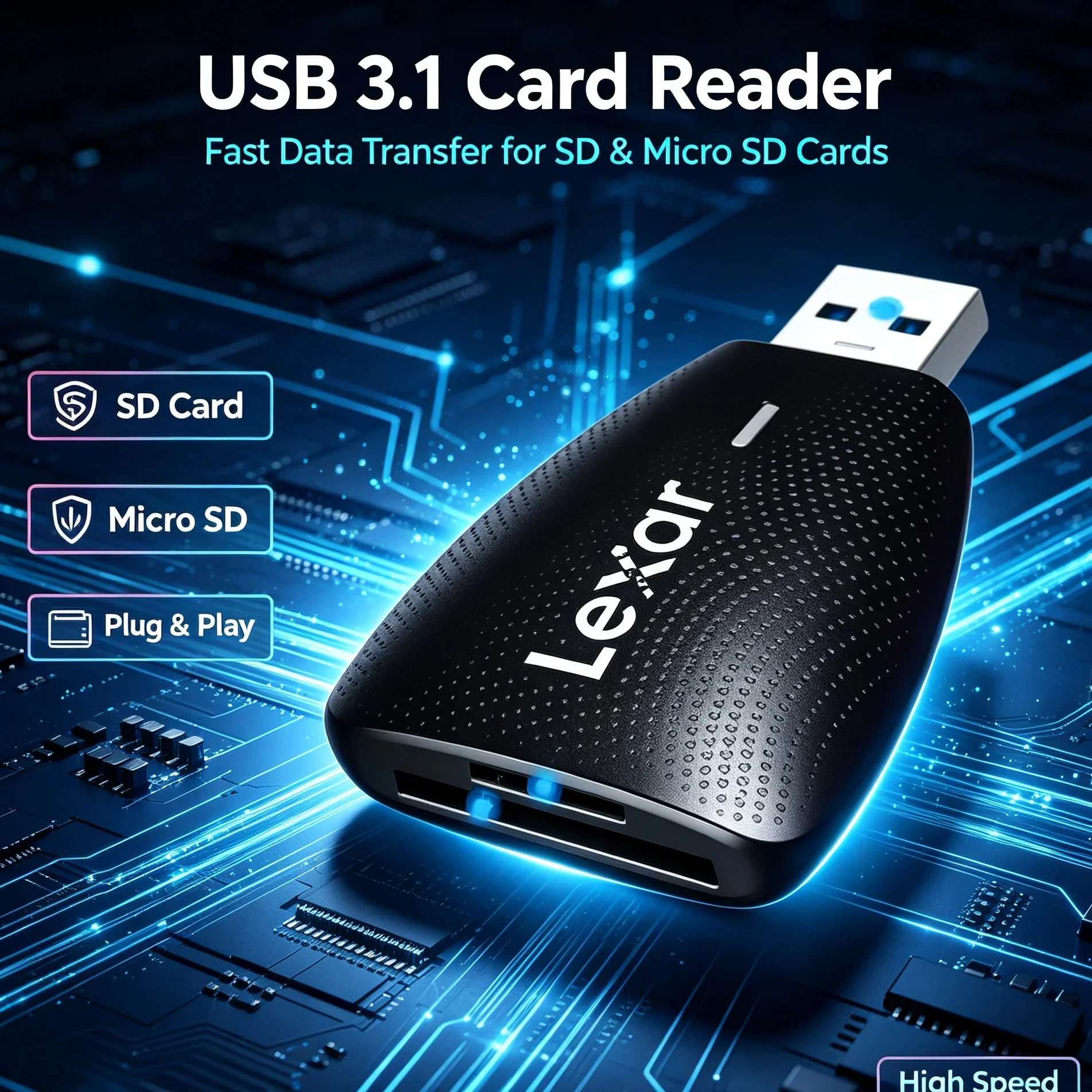 Lexar SD Micro SD TF Card Reader USB3.1 Dual Slot Memory Card Adapter For PC Computer Accessories