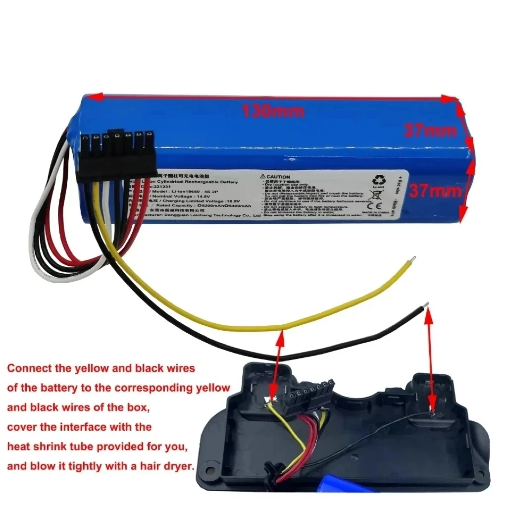 New 2024 14.8V 12800mAh INR18650 MH1-4S2P-300S Robot Battery for Cecotec Conga 5090 5490 6090 Robotic Vacuum Cleaner