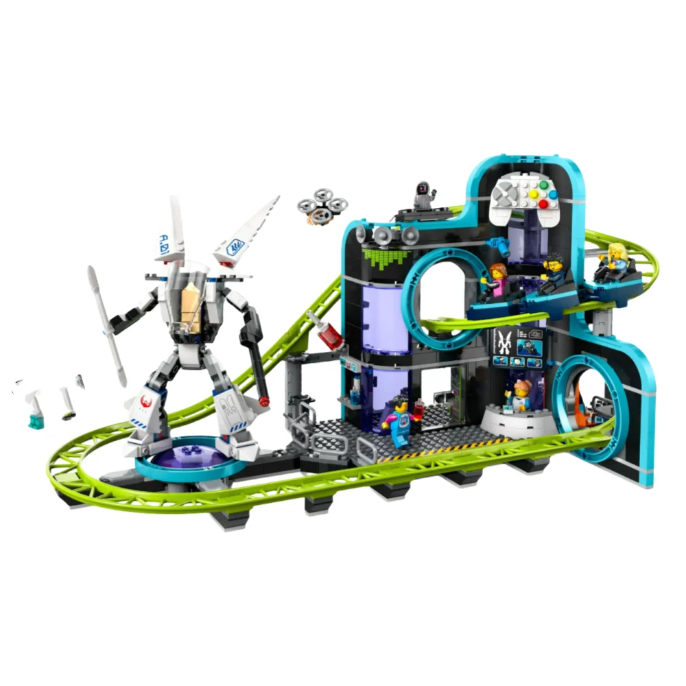 986Pcs Robot World Roller Coaster Model Moc Bricks 60421 Building Blocks City Park Sets Kids Toys Birthday Gifts for Boys