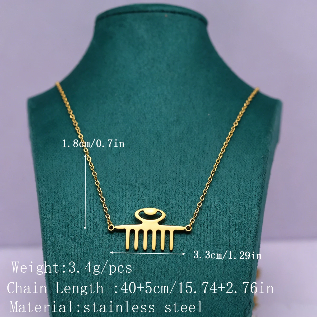 Kinitial Stainless Steel African Adinkra Comb Pendant Necklaces For Women Ancient Egypt Ethnic Jewelry