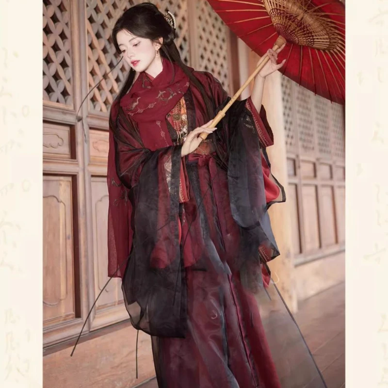 Vrouwen Cosplay Kostuum Oude Originele Hanfu vrouwen Wei Jin Oude Stijl Battle Robe Grote Vest Mulan Dezelfde Stijl Costume2025
