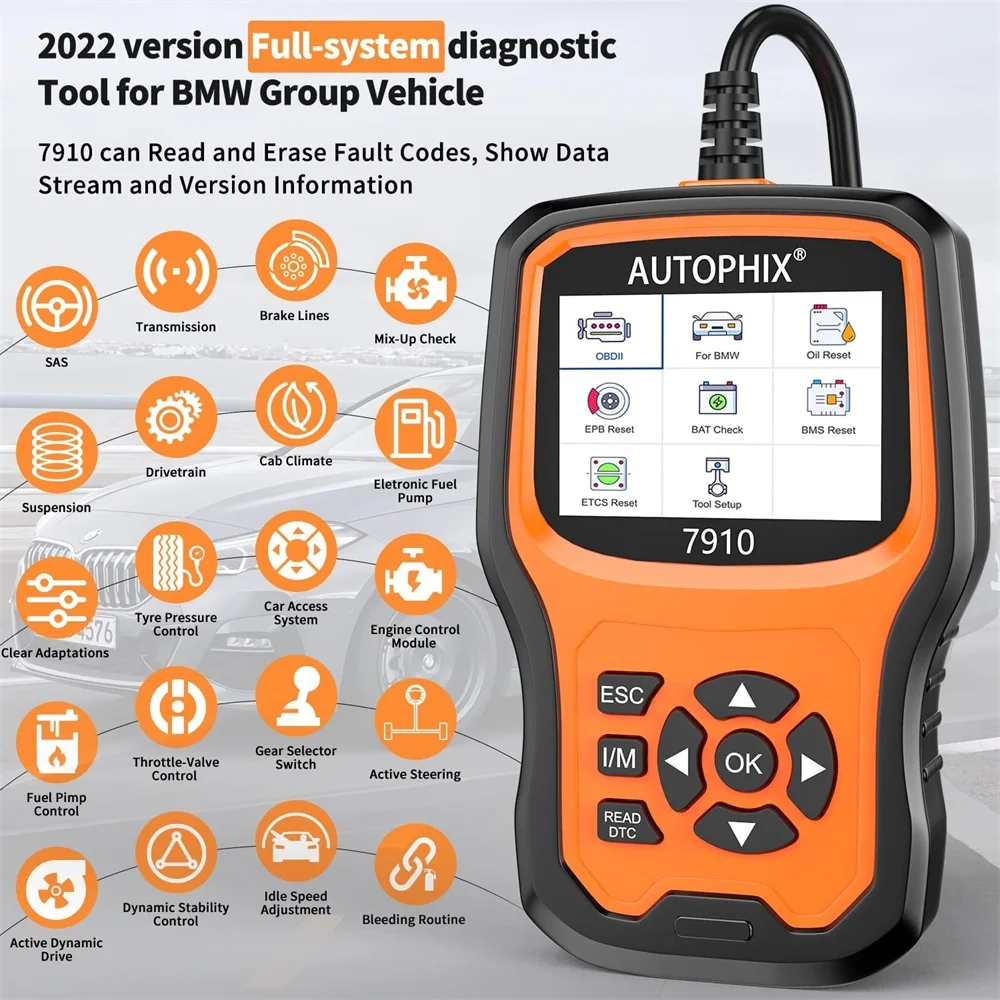 Autophix 7910 OBD2 Diagnostic Tool For BMW For Rolls Royce for Mini Oil Airbag Battery Reset Car OBD 2 Scanner All System