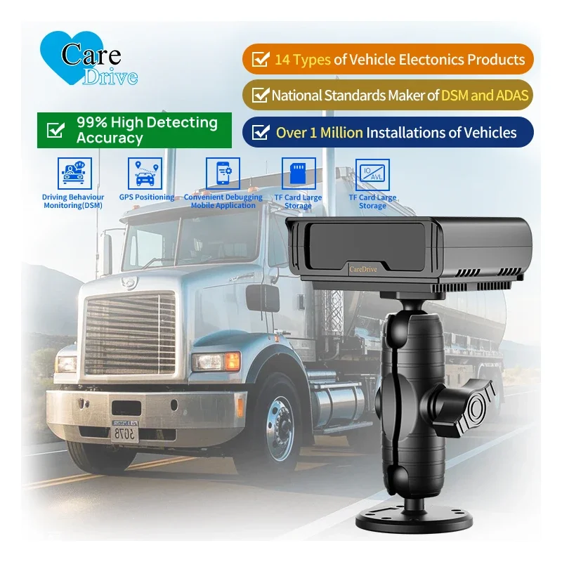 

CareDrive High Accuracy 512GB Storage Fatigue/Distraction Alarm Driving Safety Warning System For Truck And Bus