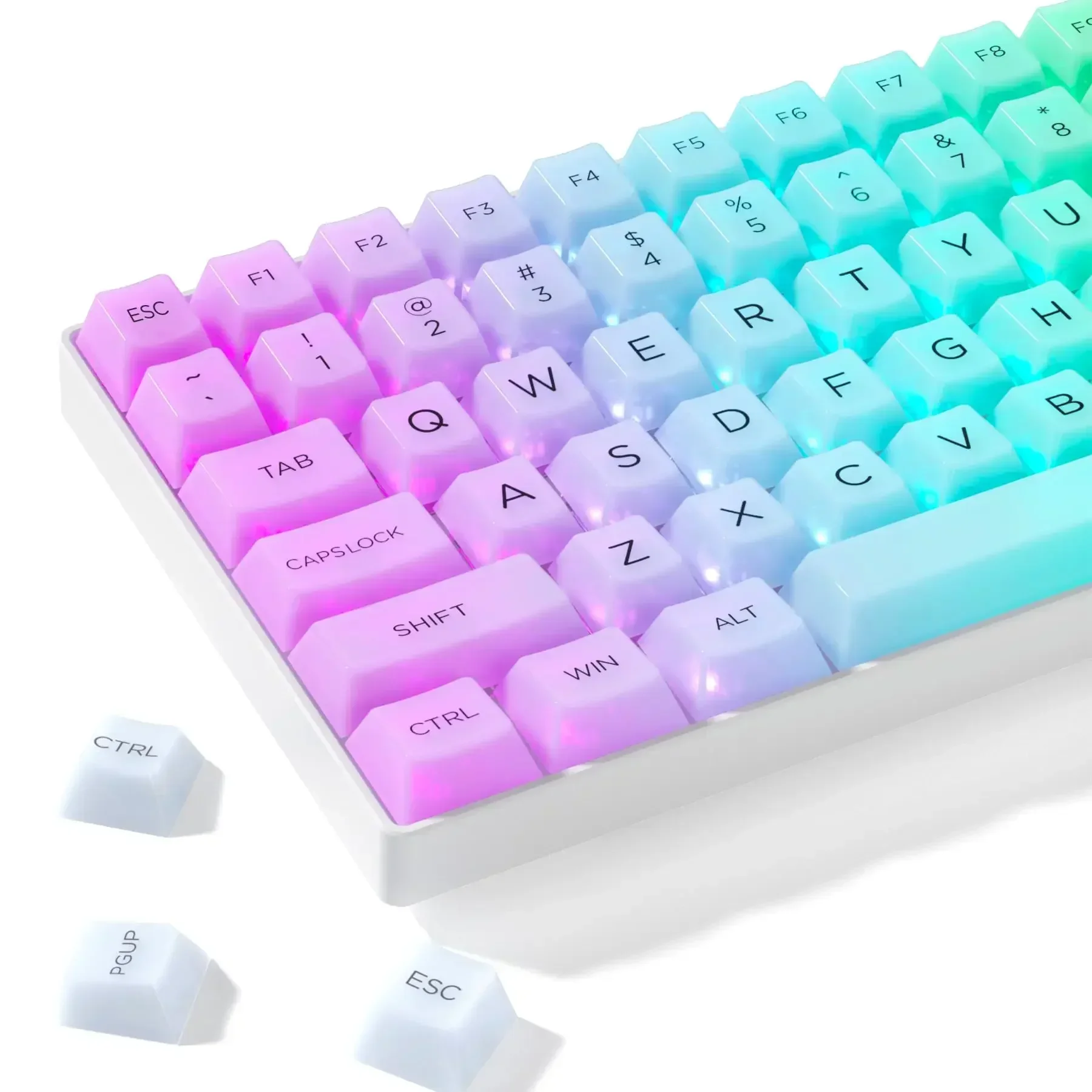 140 Key PC Transparent Frosted Keycap White Cherry Profile Backlit RGB Matte Key Caps for MX Switch Gaming Mechanical Keyboard