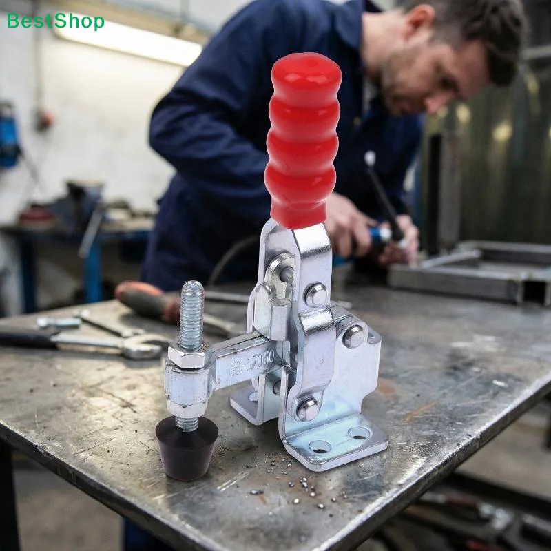 〔R〕Hochleistungs-Kniehebelspanner mit rotem Griff, verstellbare Spannklemme für Holzbearbeitung und Heimwerker-Werkbank