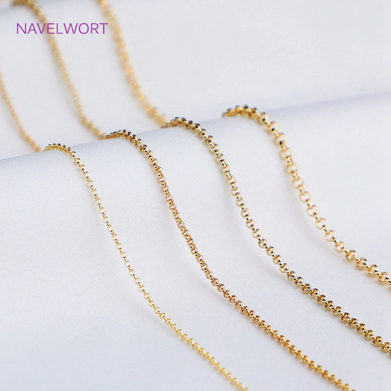 4 Sizes 14K Gold Plated Round Link Chain,Brass Metal O Style Necklace Chains For Women Jewelry Making Findings