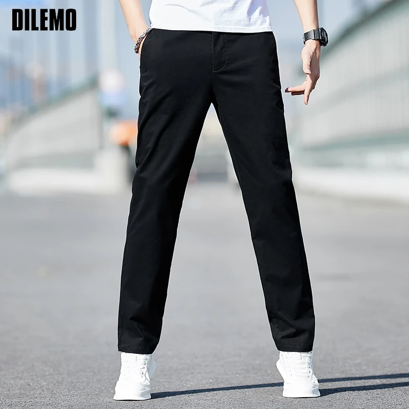 เกรด 98%ผ้าฝ้ายแบรนด์ใหม่สตรีทแวร์ลำลองแฟชั่น SLIM FIT กางเกงยาวตรงกางเกงดินสอเสื้อผ้าผู้ชาย