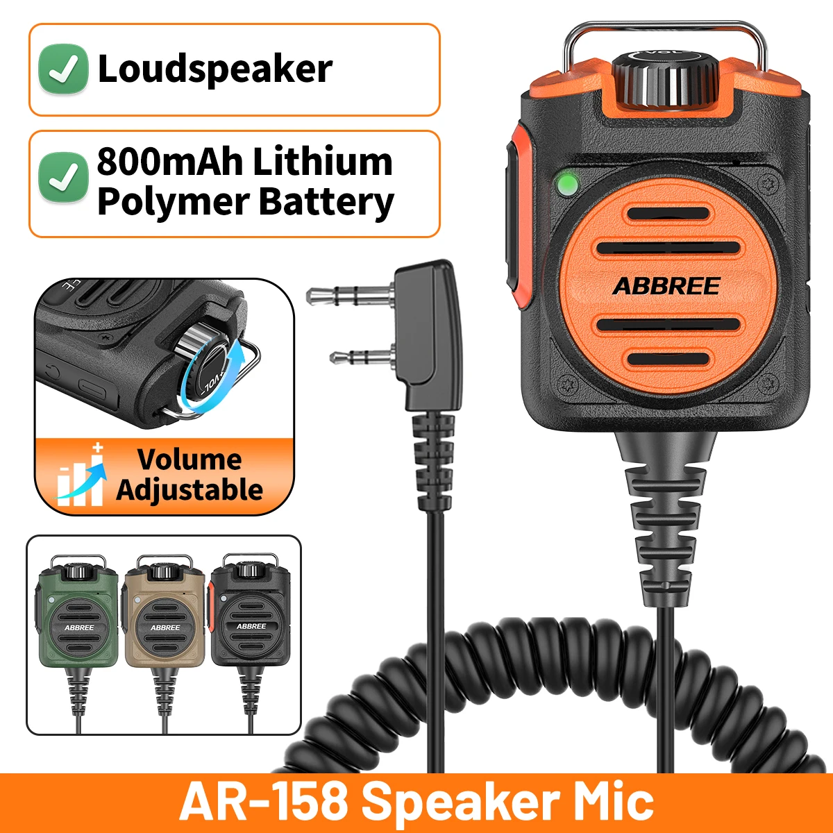 ABBREE AR-158 Speaker Microphone Volume Adjustable with 360°