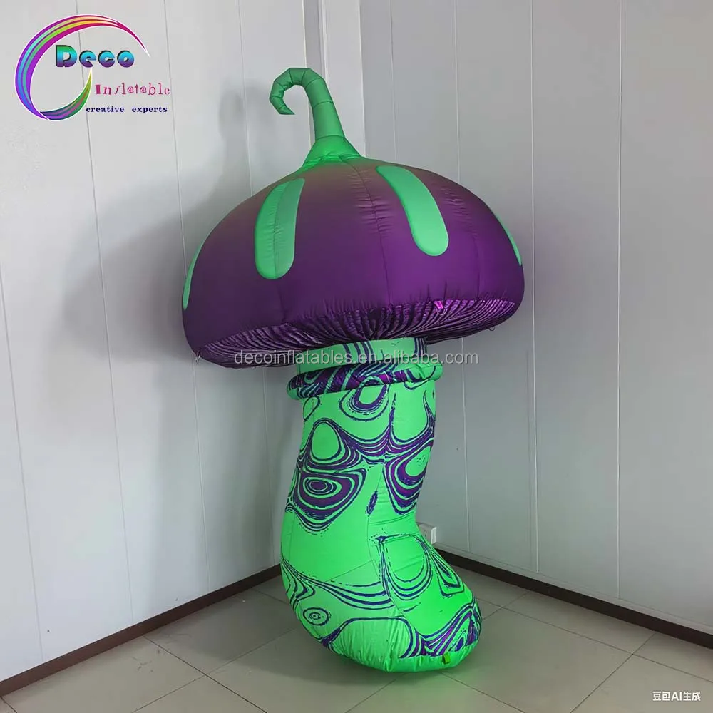 Customized Glowing LED Lights Inflatable Stage Decoration With Poisonous Mushrooms Advertising Inflatables