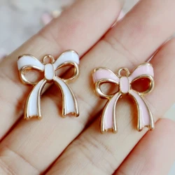 10PCS Larger Hollow Bow Tie Alloy Pendant Enamel Metal Charms DIY Necklace Bracelet Jewelry Keychain Decoration Dangle Accessory