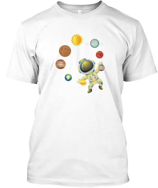 Juggling Astronaut Gif T-Shirt  High Quality 100%Cotton Short Sleeve