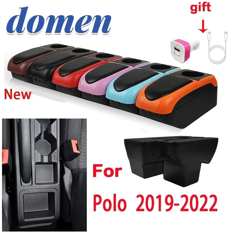 

For Volkswagen Polo armrest box For Polo car armrest box 2019-2022 Internal modification USB cup holder Car Accessories