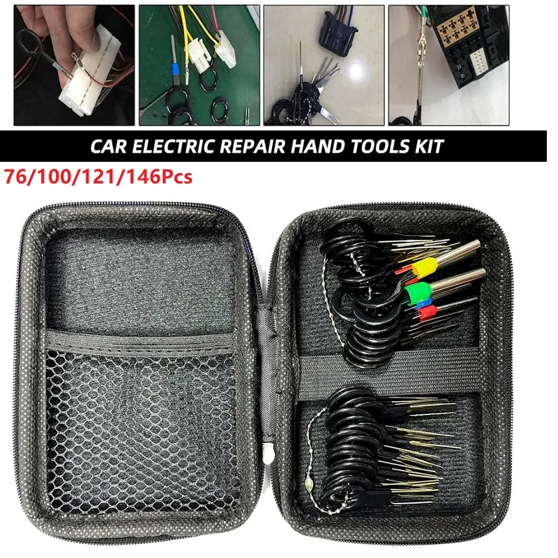 76/100/121/146Pcs Car Repair Key Set Terminal Removal Tool Auto Electrical Wire Crimp Connector Pin Needle Extractor Kit Plug