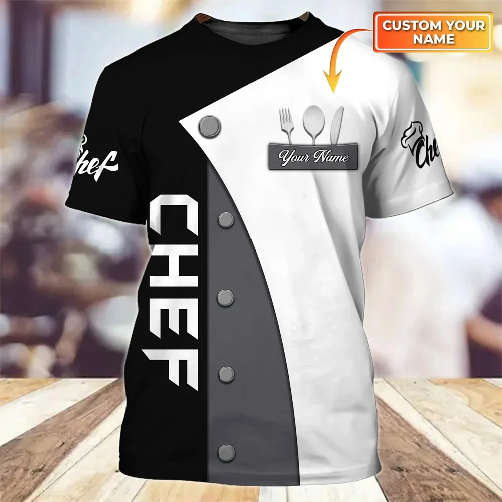 Chef Harajuku Printing T Shirt For Men Funny Uniform Oversized Short Sleeve Tops Summer Quick Dry Tees Leisure O-neck Men\'s Shir