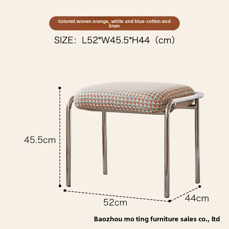 2026 hot sell Nordic Bauhaus wrought iron soft bag shoe changing stool, restaurant stainless steel simple dining stool - view 5