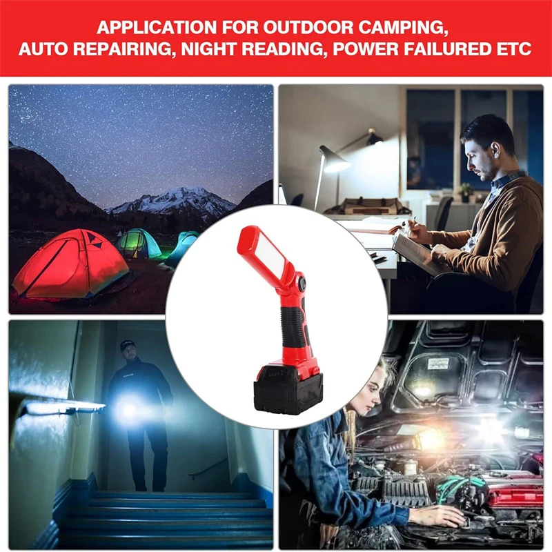 LED Work Light Outdoor Spotlight for Milwaukee 18V Li-ion Battery 12W Flashlight Cordless Lamp Electric Torch with USB Port