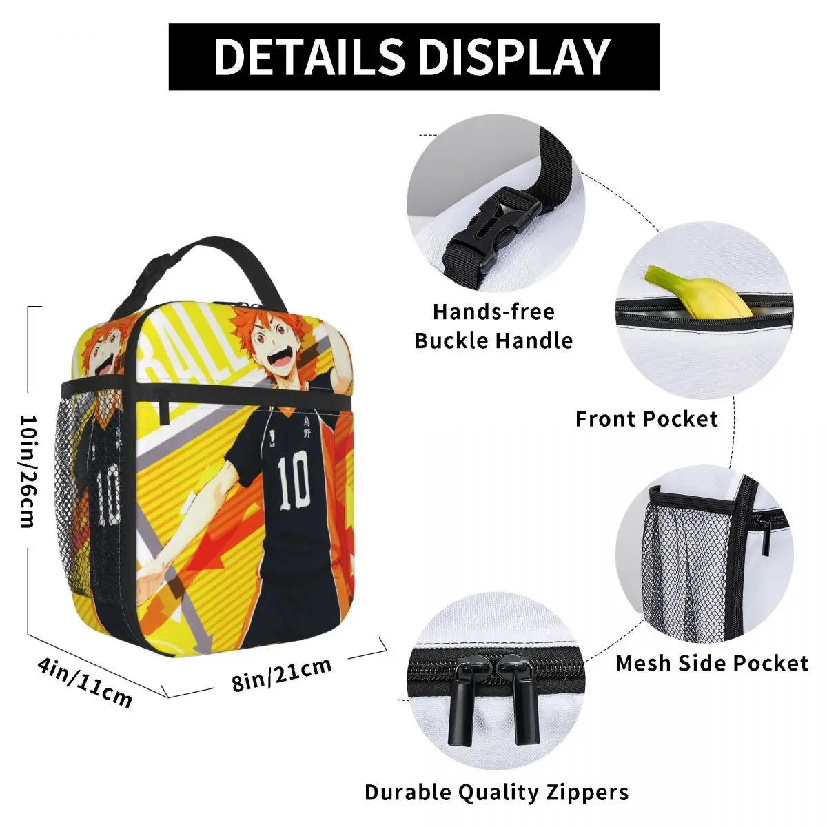 Haikyuu اليابانية أنيمي الحرارية معزول أكياس الغداء للمدرسة المحمولة بينتو صندوق الحرارية برودة صناديق الغداء #6