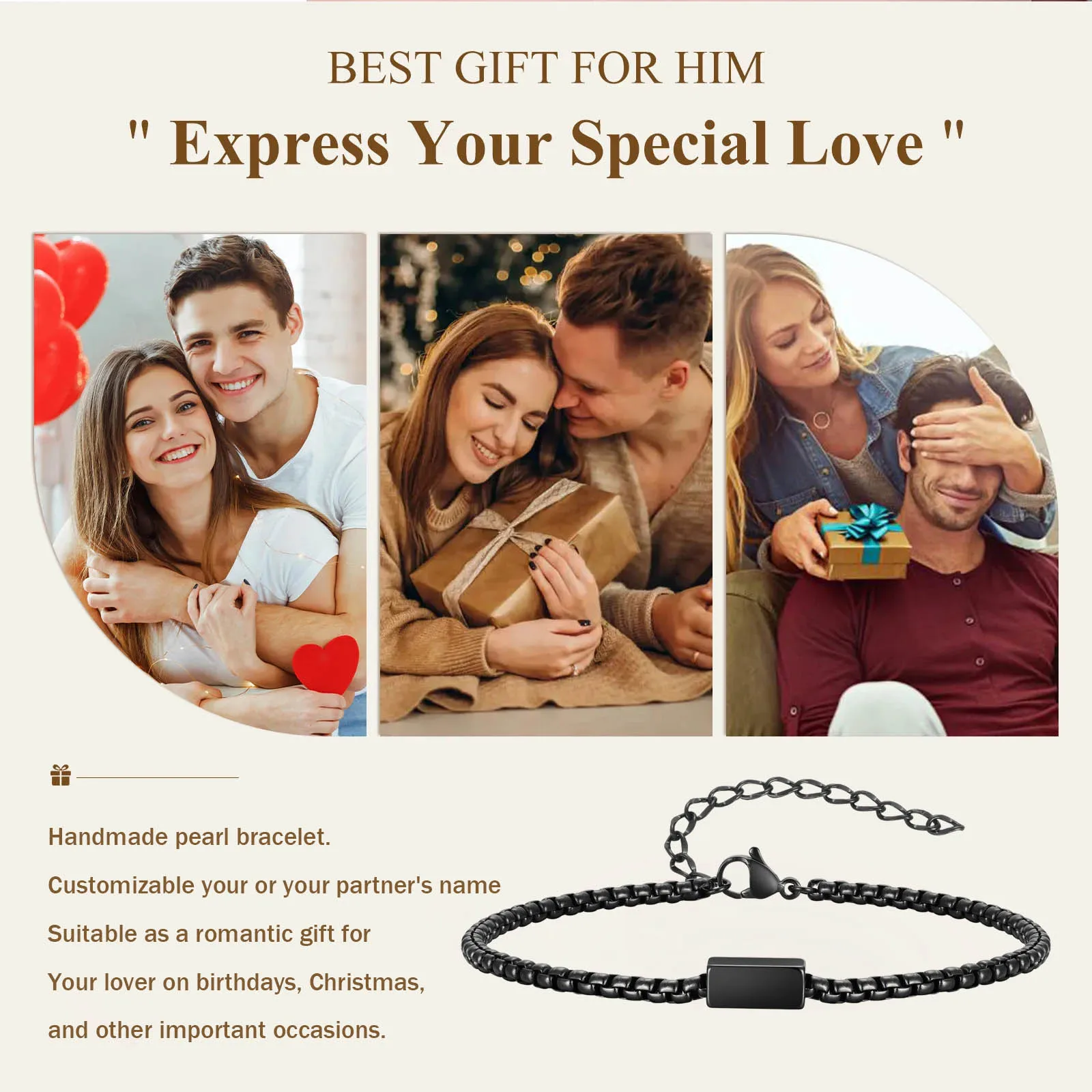 سوار مخصص مقاوم للاهتراء ومقاوم للتآكل قابل للطبقات نمط محفور اسم/تاريخ لوحة من الفولاذ المقاوم للصدأ هدية لأصدقاء العائلة