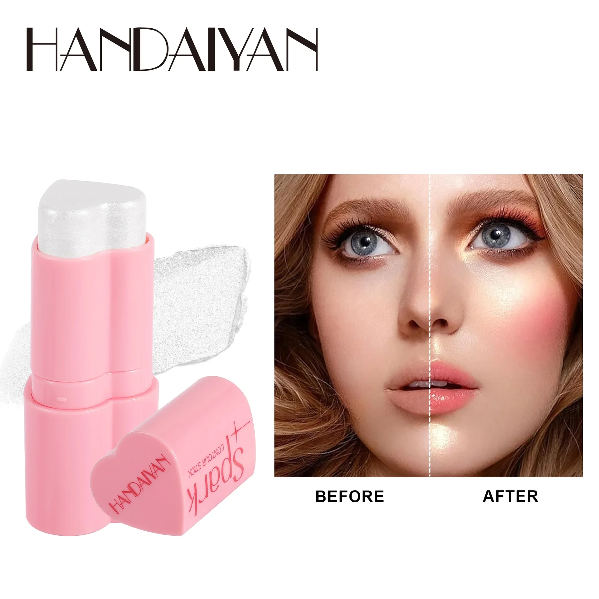 8 Colors Love Shape Blush Highlight Stick Face Contouring Stick Waterproof Long Lasting Blusher Creamy Cheek Tint Makeup