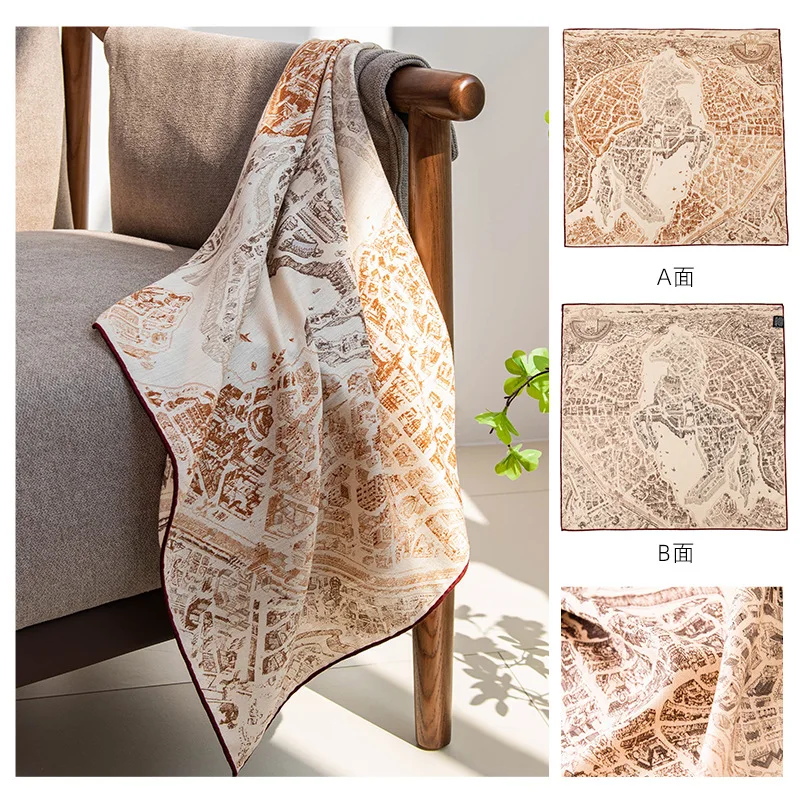 

2025 Luxury 40% Silk 60% Wool Blend Double-Sided Print Scarf Women,Autumn Retro Shawl, Bandana Hijab, Lightweight Elegant Wrap
