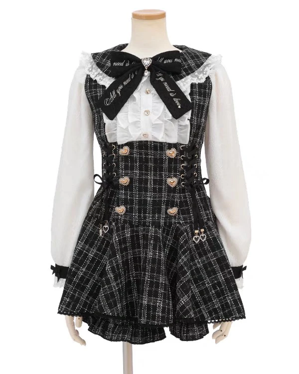 Japanese Mines Style Mass-Produced Lace Spliced Doll Collar Bow Lace-up Slim Lolita Dress High Waist Shorts Two-Piece Set Women