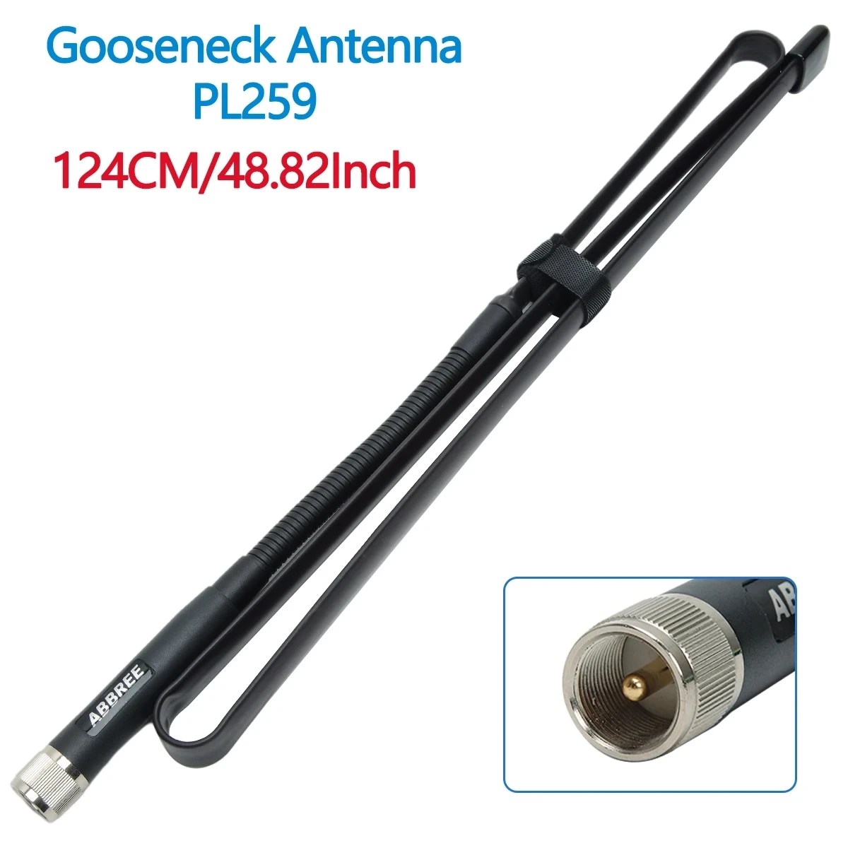 Antena Tática Dobrável ABBREE PL259 Gooseneck CS de Alto Ganho Banda Dupla VHF/UHF 144/430MHz para Rádio Amador Veicular/Móvel/Estação